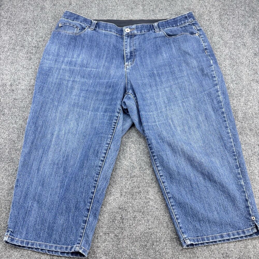 CJ Banks Women's 18W Blue Denim Capri Pants Stretch Cropped Jeans